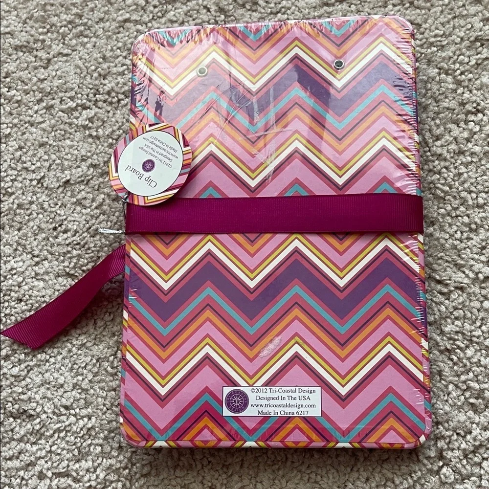 Pink Chevron Clipboard Set with Pen